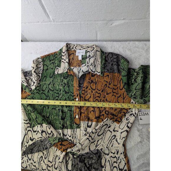 Nine West Shirt Dress Button Front‎ Tie Knot Waist Snake Print Size Large NWT - Picture 7 of 11